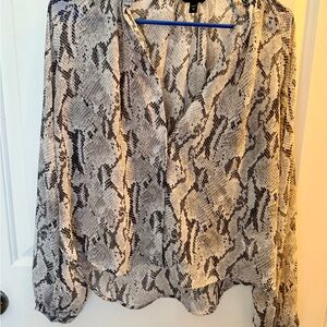 Express Snake Print Blouse XS Sheer Long Sleeve Top